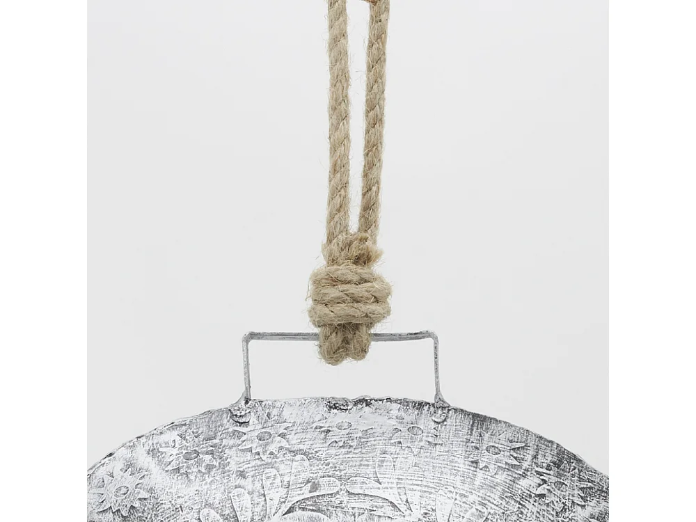 Cloche en métal argenté antique Edelweiss Grand modèle