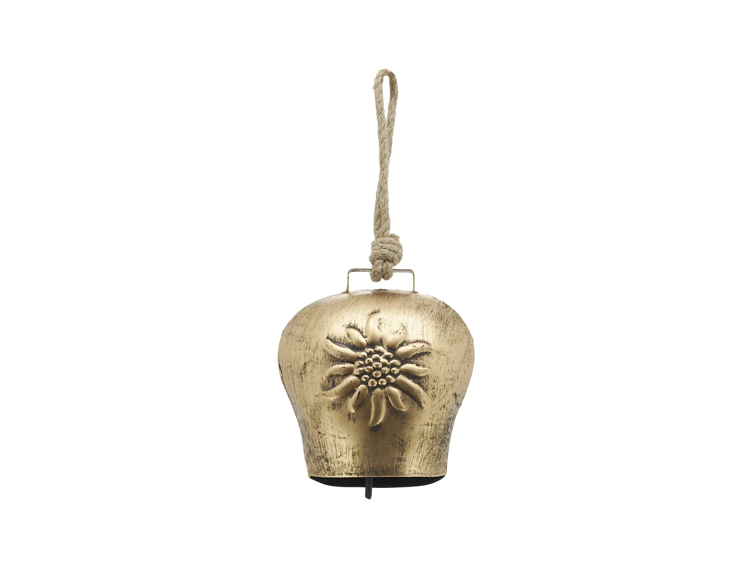 Cloche en métal doré antique Edelweiss Grand modèle