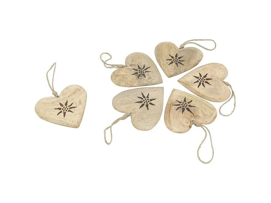 Coeurs en manguier Edelweiss (Lot de 6)