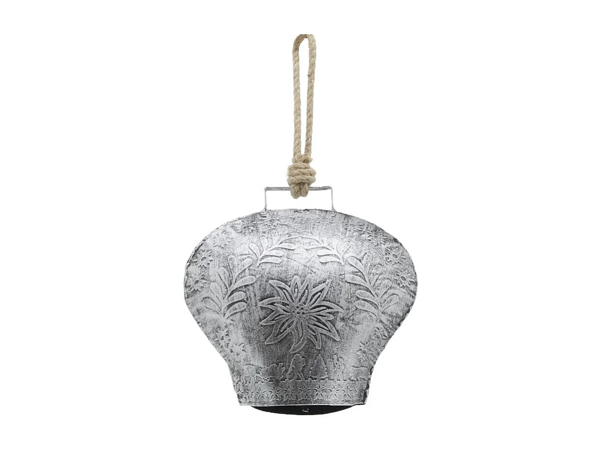 Cloche en métal argenté antique Edelweiss Petit modèle