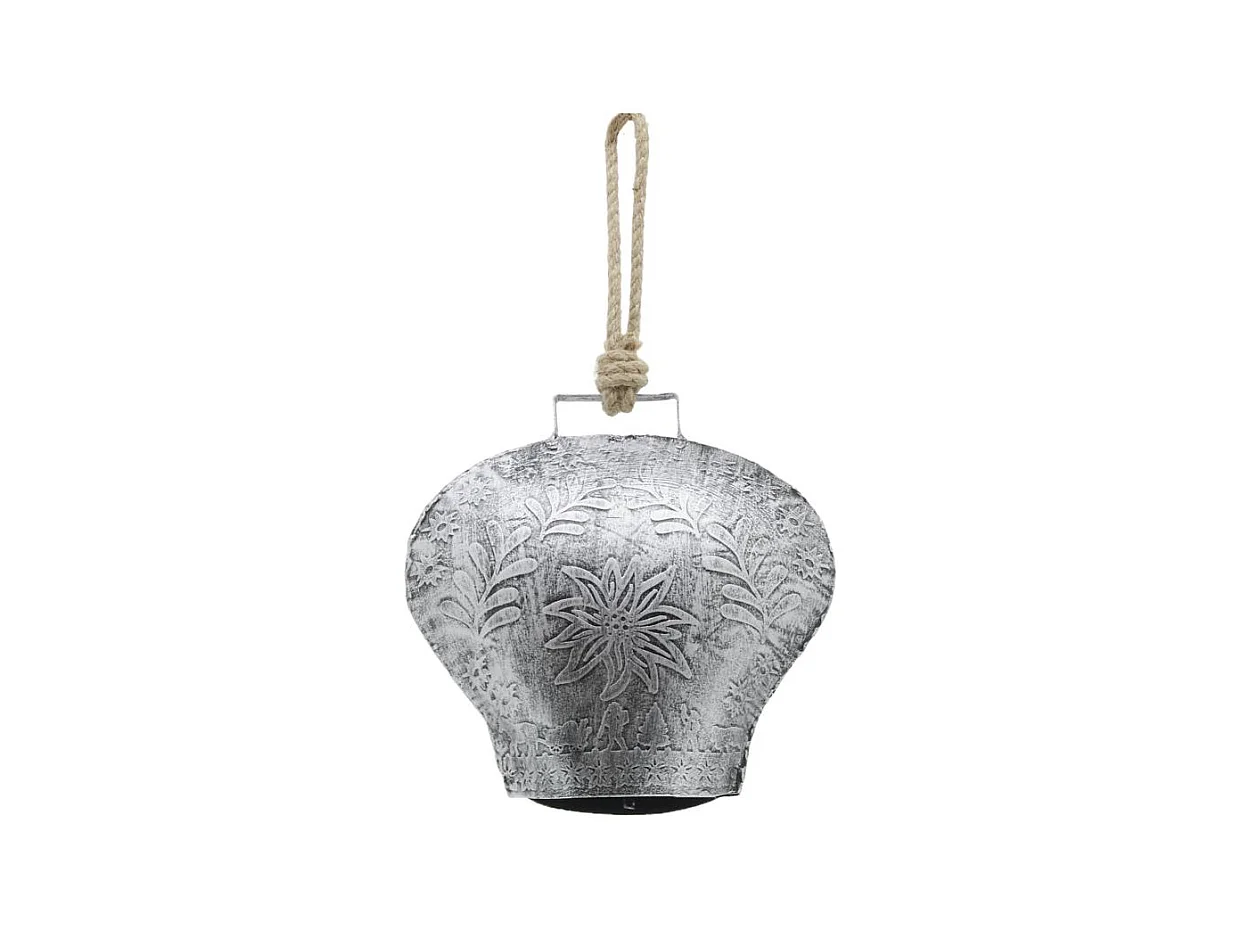 Cloche en métal argenté antique Edelweiss Petit modèle