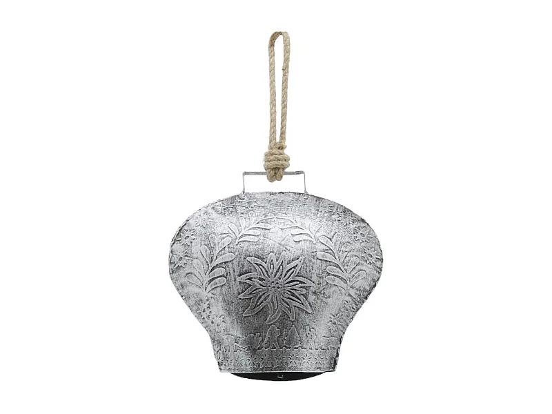 Cloche en métal argenté antique Edelweiss Petit modèle
