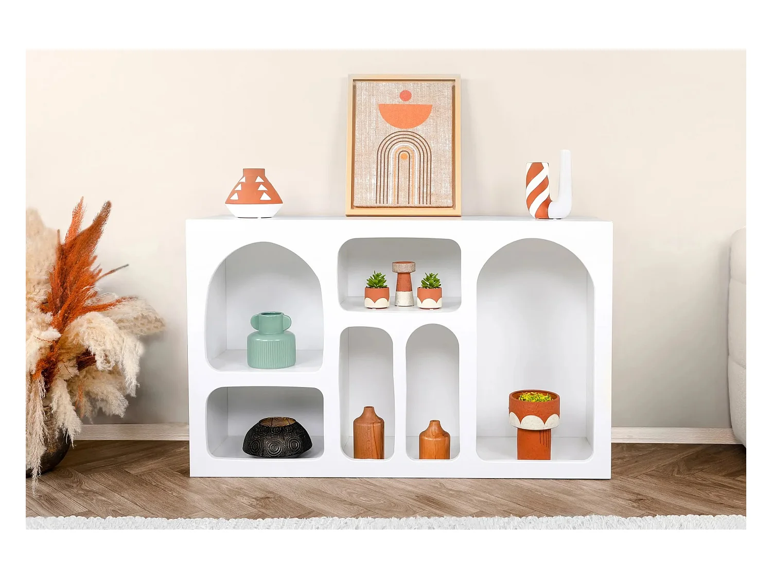 Console style contemporain Antares L120xH74cm Blanc