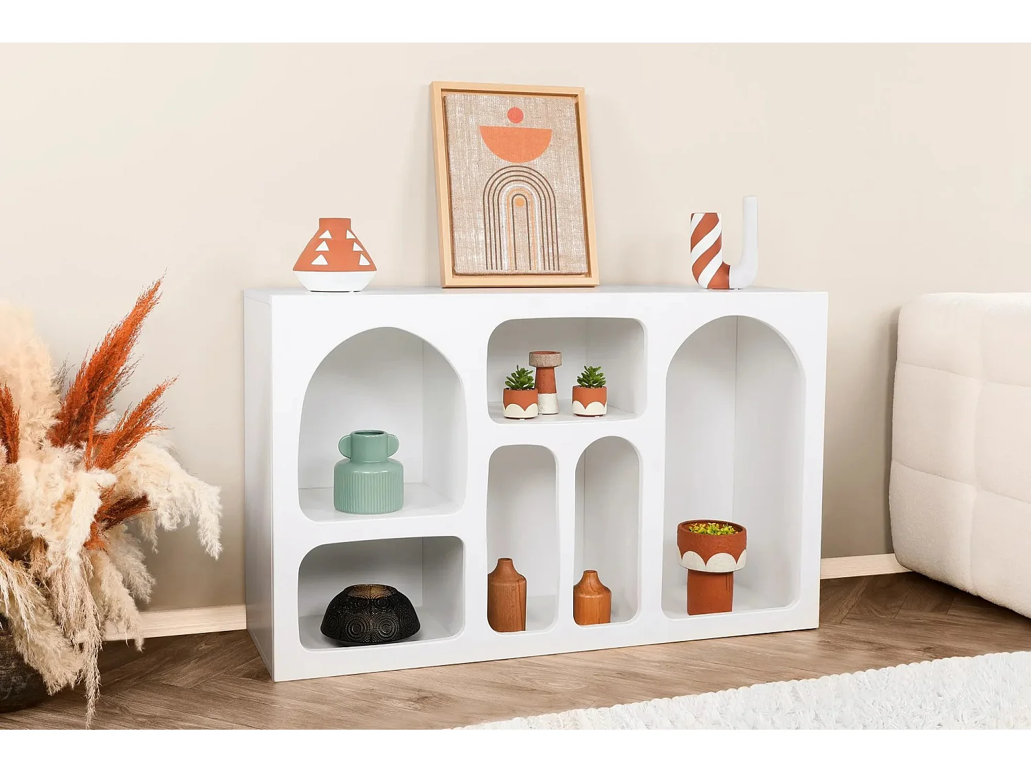 Console style contemporain Antares L120xH74cm Blanc