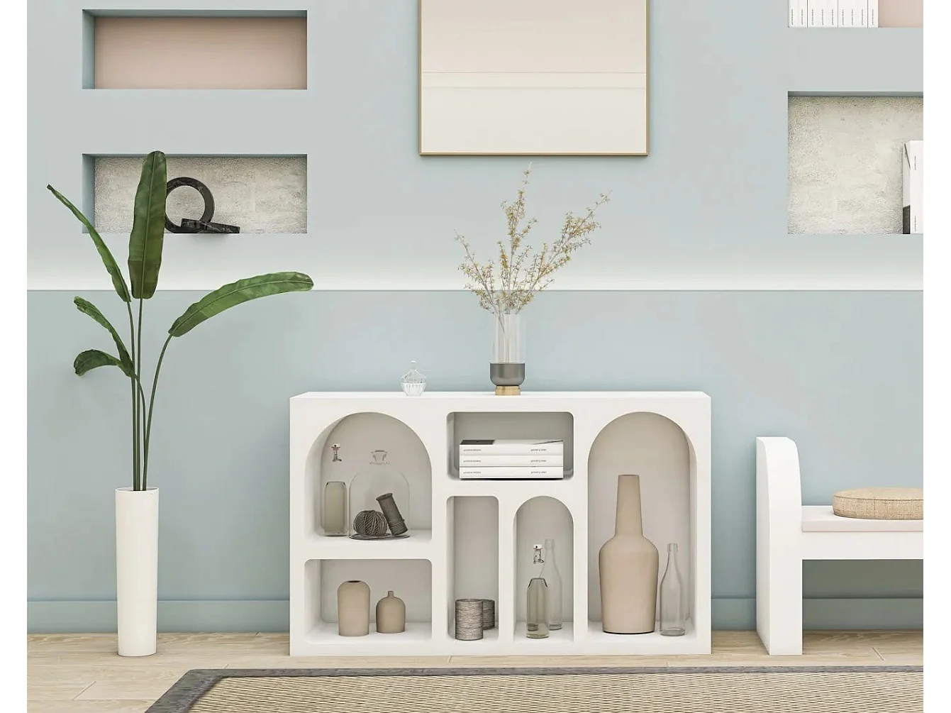 Console style contemporain Antares L120xH74cm Blanc