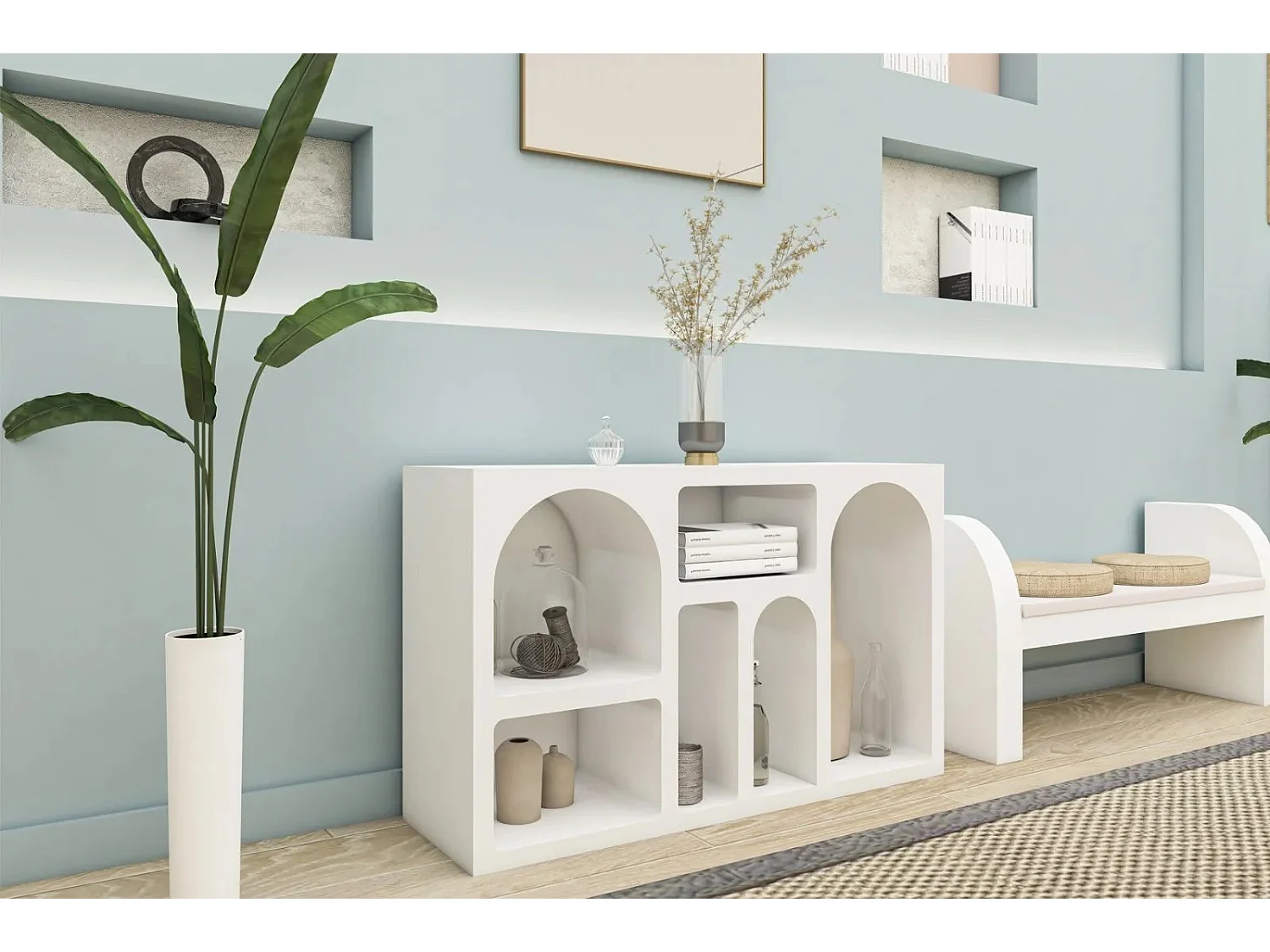 Console style contemporain Antares L120xH74cm Blanc