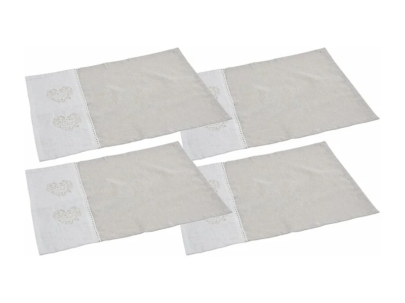 Set de table blanc et beige (Lot de 4)