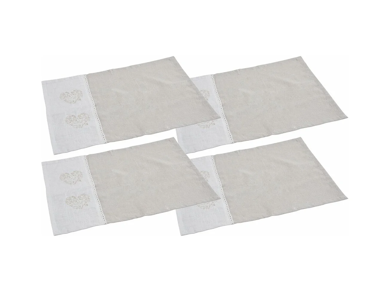 Set de table blanc et beige (Lot de 4)