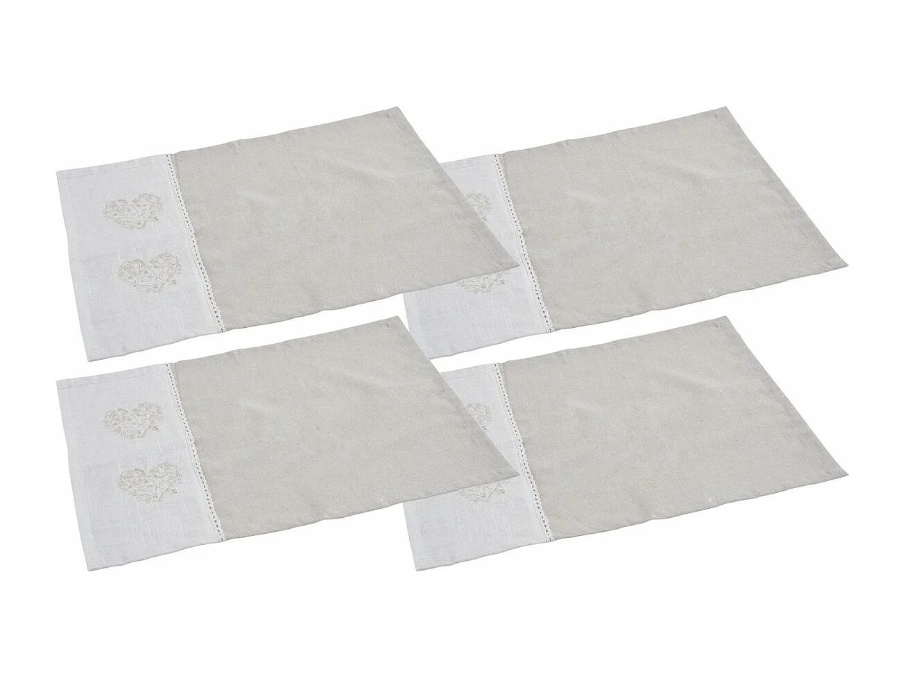 Set de table blanc et beige (Lot de 4)