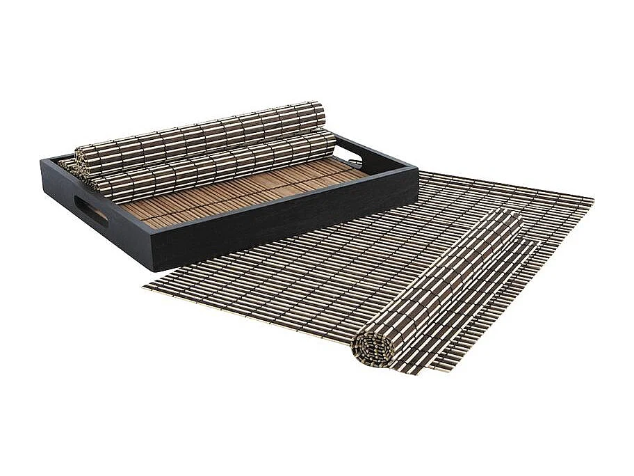 Sets de table en bambou (lot de 6) + plateau