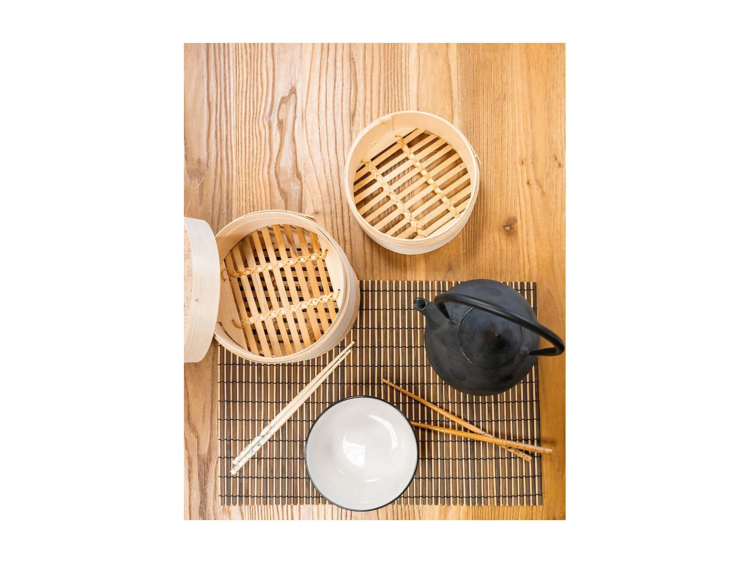 Sets de table en bambou (lot de 6) + plateau