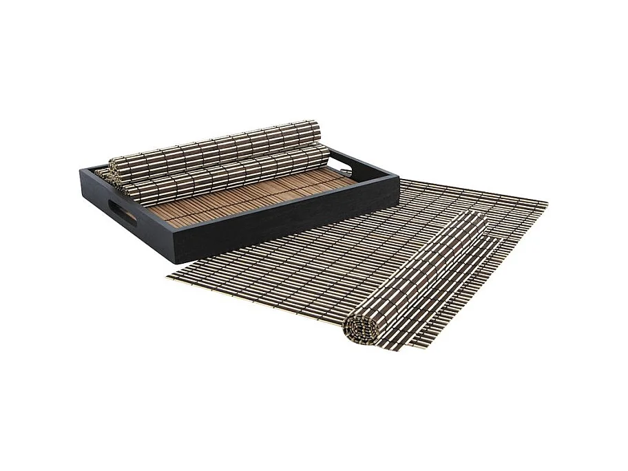 Sets de table en bambou (lot de 6) + plateau