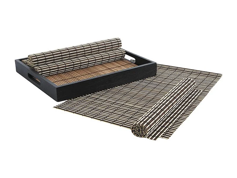 Sets de table en bambou (lot de 6) + plateau