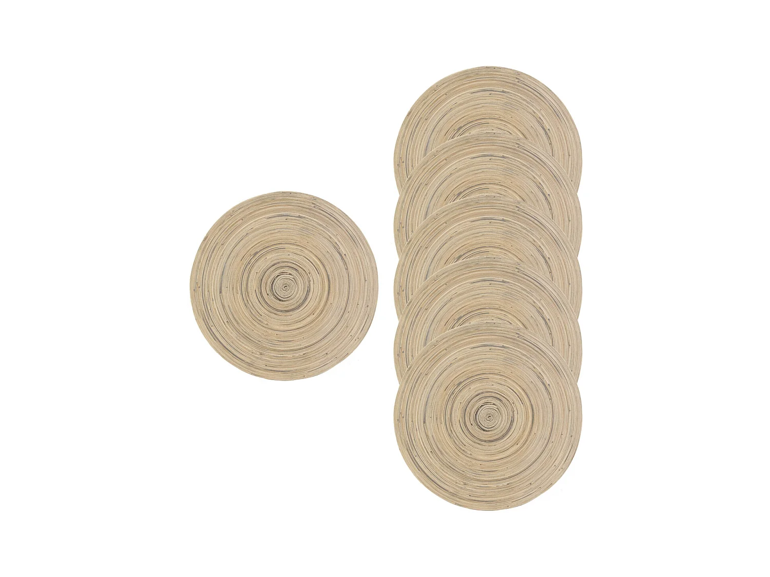 Sets de table en bambou naturel et noir (lot de 6)