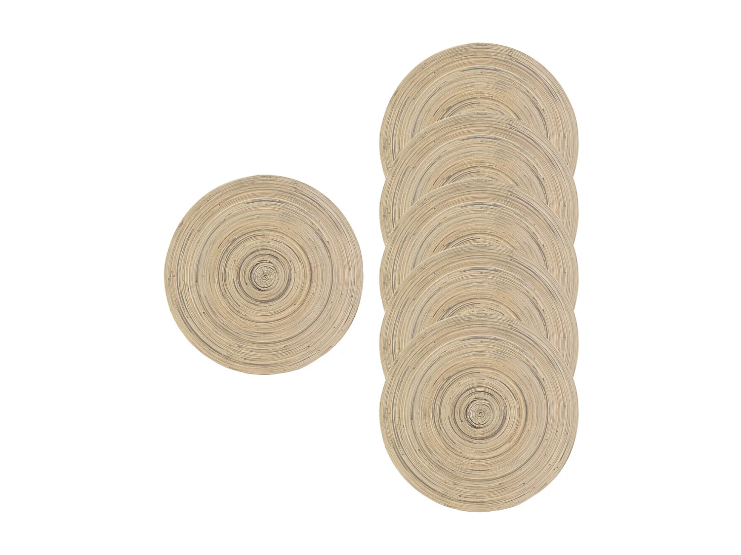 Sets de table en bambou naturel et noir (lot de 6)