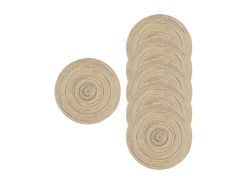 Sets de table en bambou naturel et noir (lot de 6)