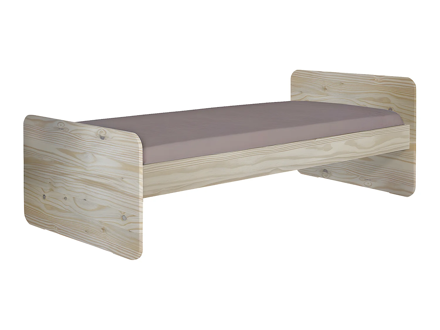 Pack lit avec matelas 90x190 cm bois massif bois LUPIN