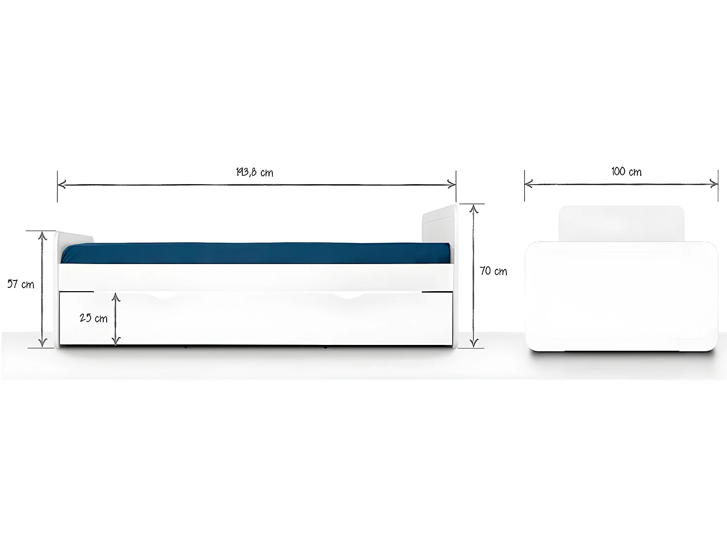Lit gigogne 90x190 cm bois massif bois LUPIN
