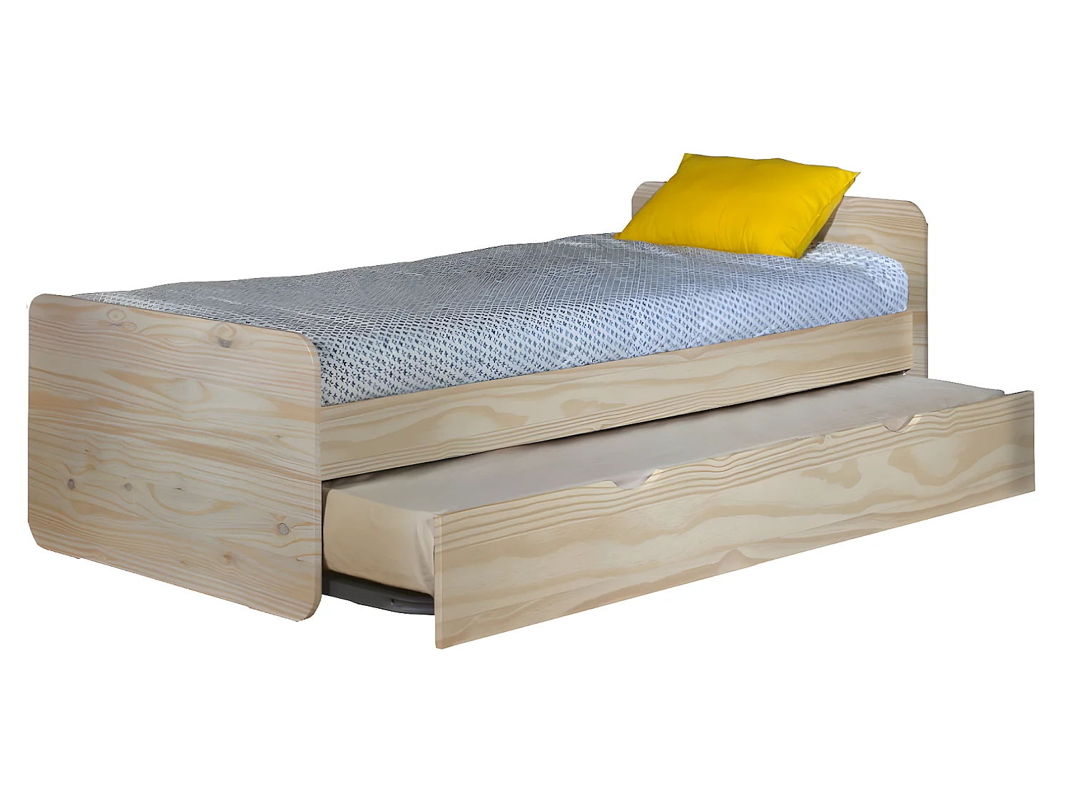 Pack lit gigogne avec 2 matelas 90x190 cm bois massif bois LUPIN