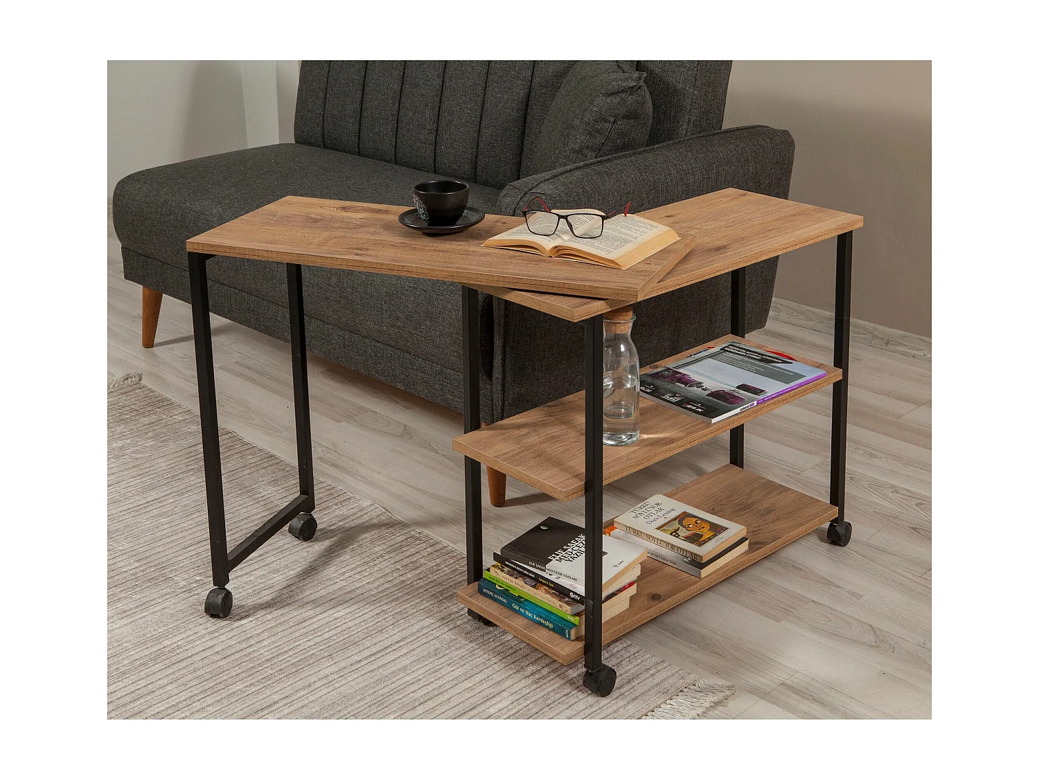 Bout de canapé en aggloméré avec métal Melin