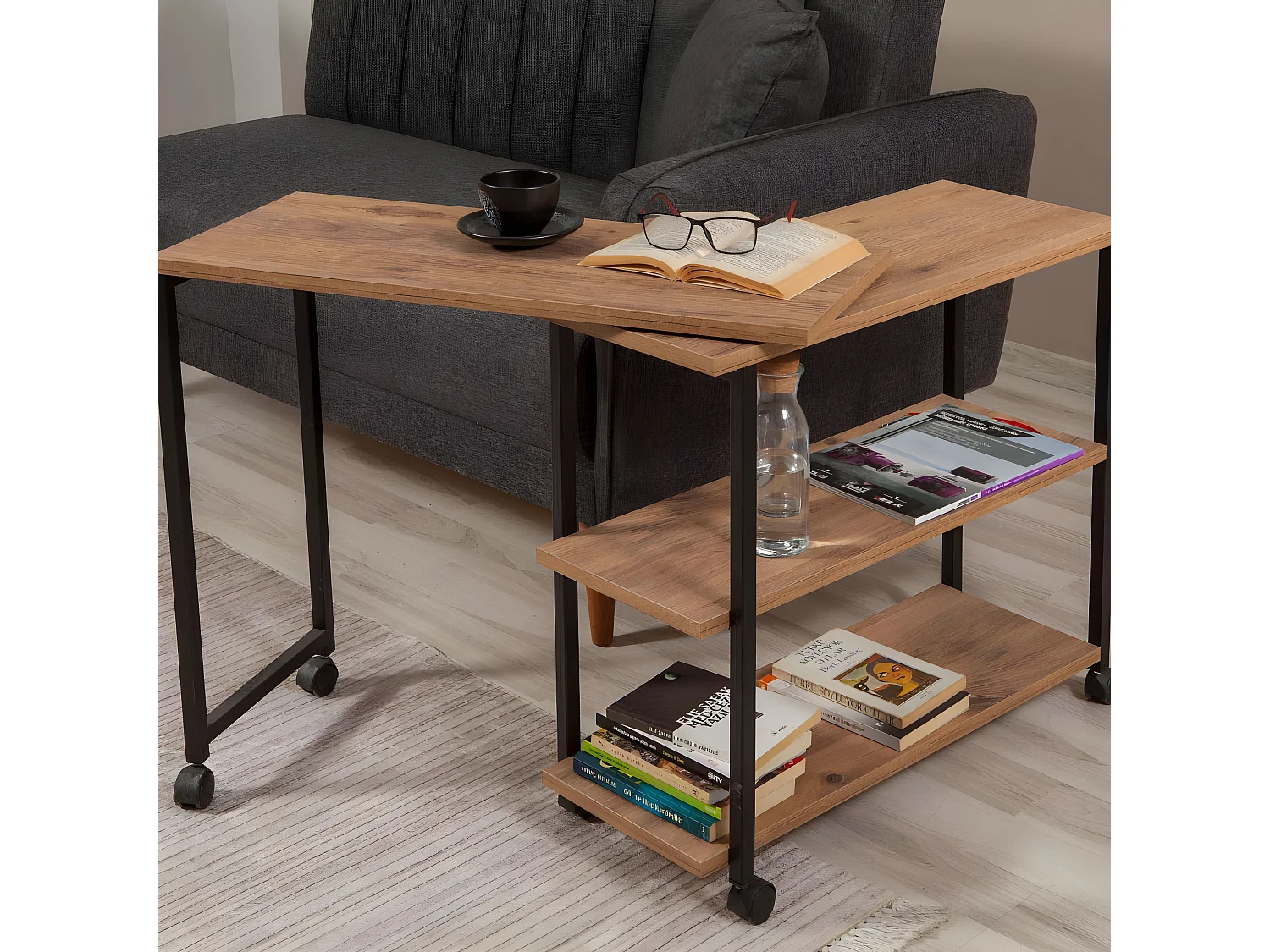 Bout de canapé en aggloméré avec métal Melin