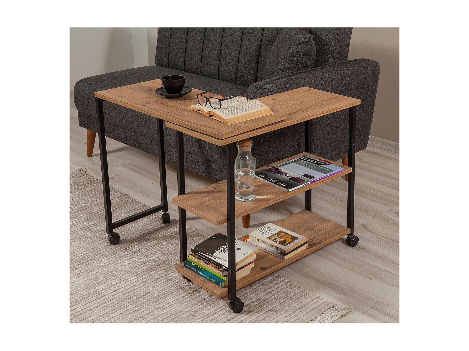 Bout de canapé en aggloméré avec métal Melin