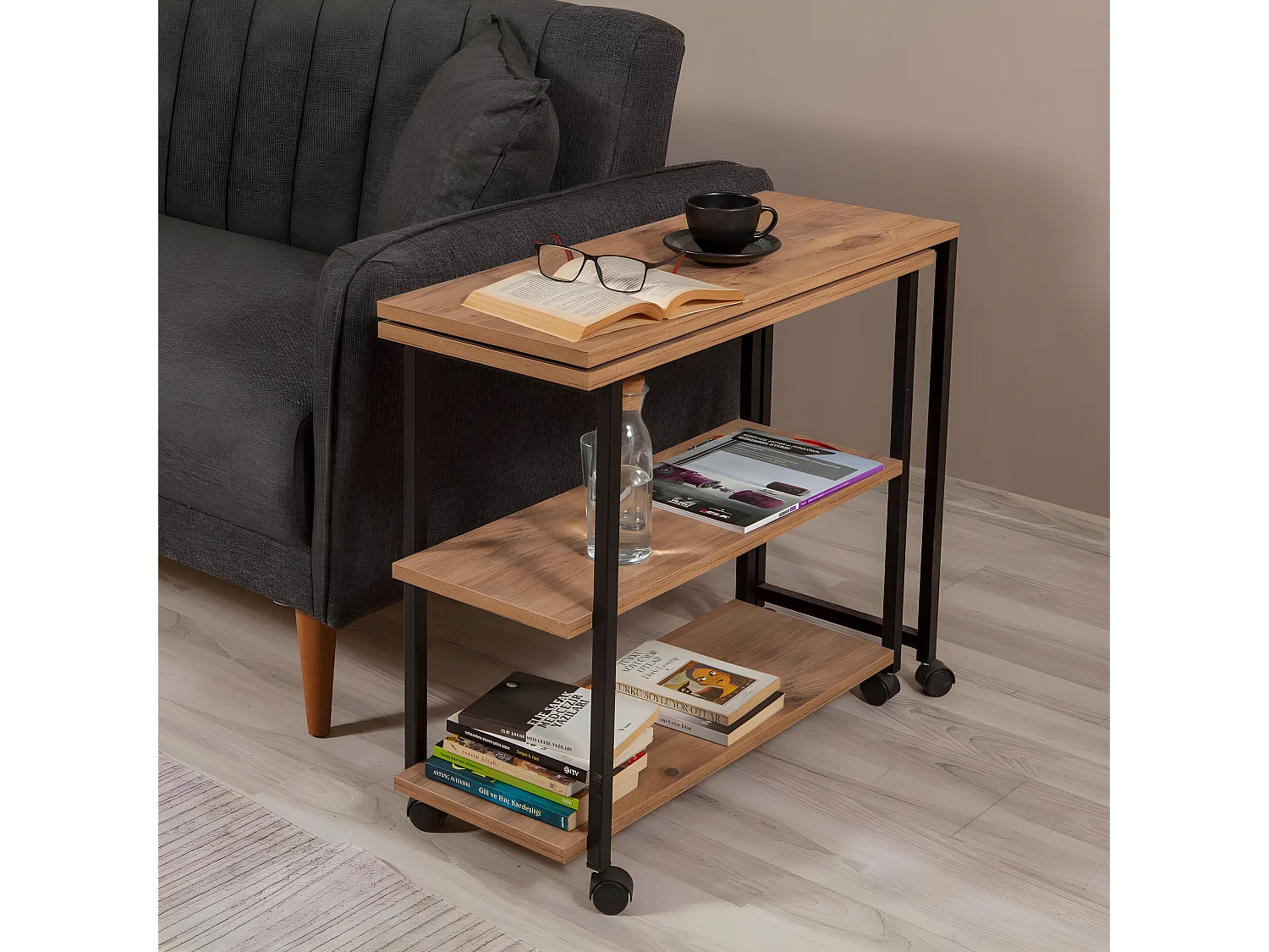 Bout de canapé en aggloméré avec métal Melin