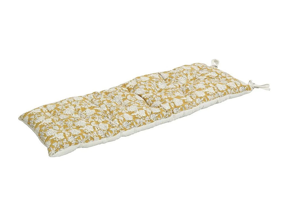 Matelas de sol en coton imprimé jaune et blanc