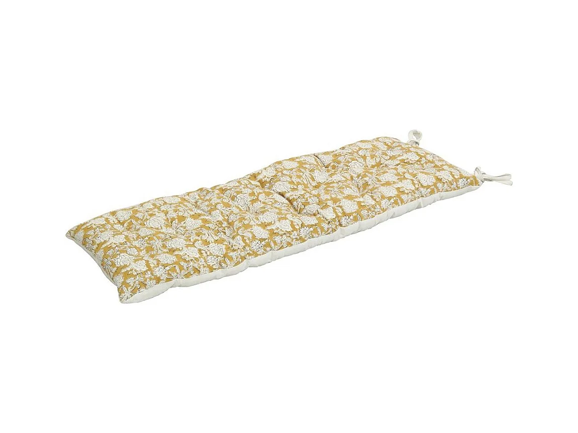 Matelas de sol en coton imprimé jaune et blanc