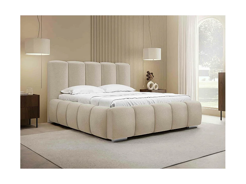 Lit TrendyNest 106, Double, Brun clair, 160x200, Tapisserie, Sommier à lattes, 180x222cm