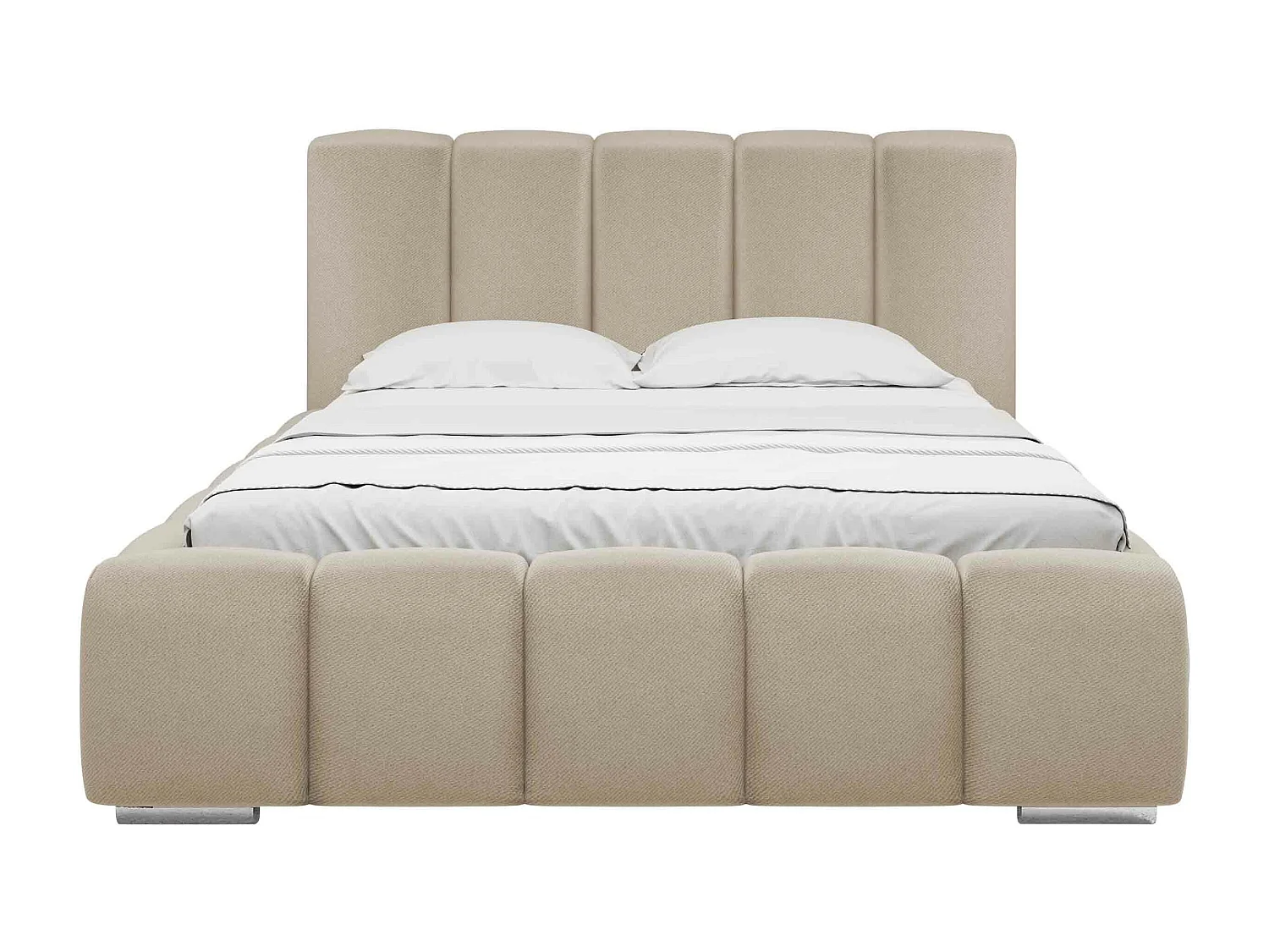 Cama TrendyNest 106, Casal, Castanho claro, Tecido, Estrados de cama