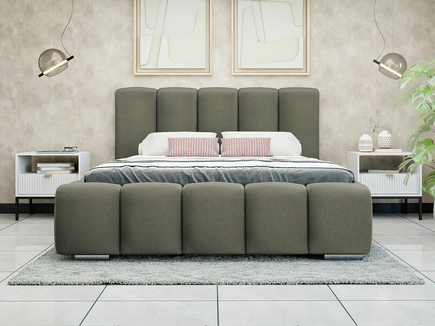 Cama TrendyNest 106, Doble, Verde, 160x200, Tapiz, Somieres, 180x222x112cm