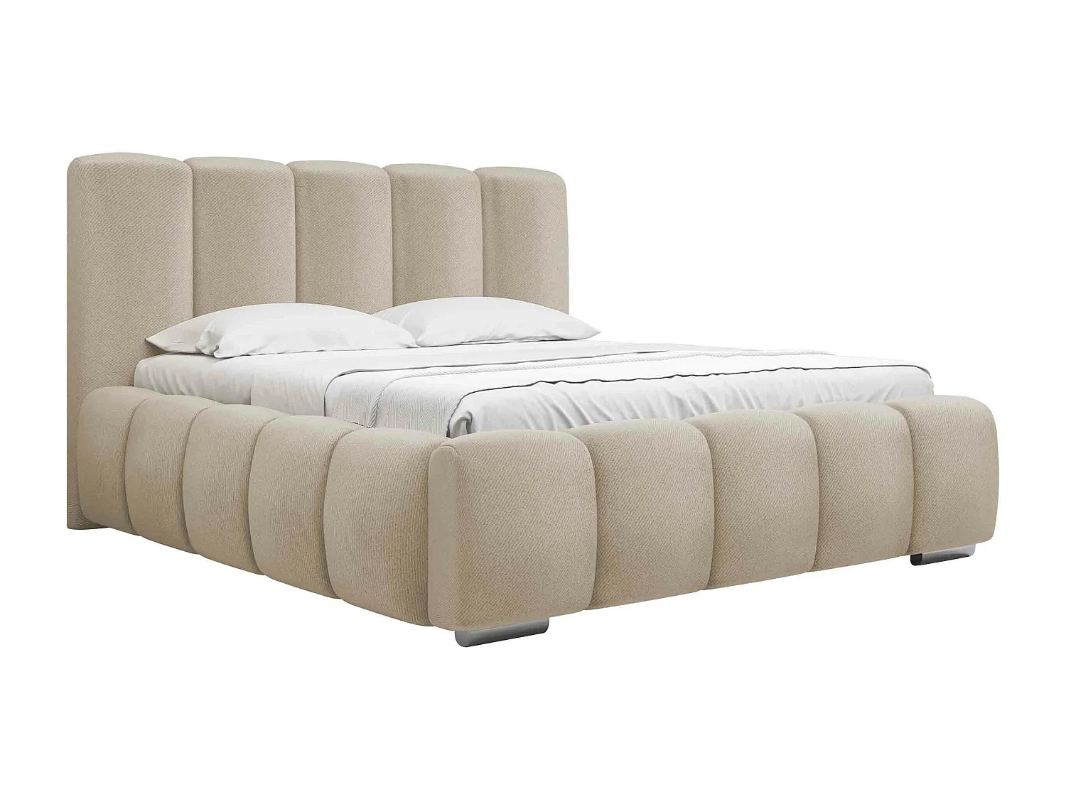 Cama TrendyNest 106, Doble, De color marrón claro, 140x200, Tapiz, Somieres, 160x222cm