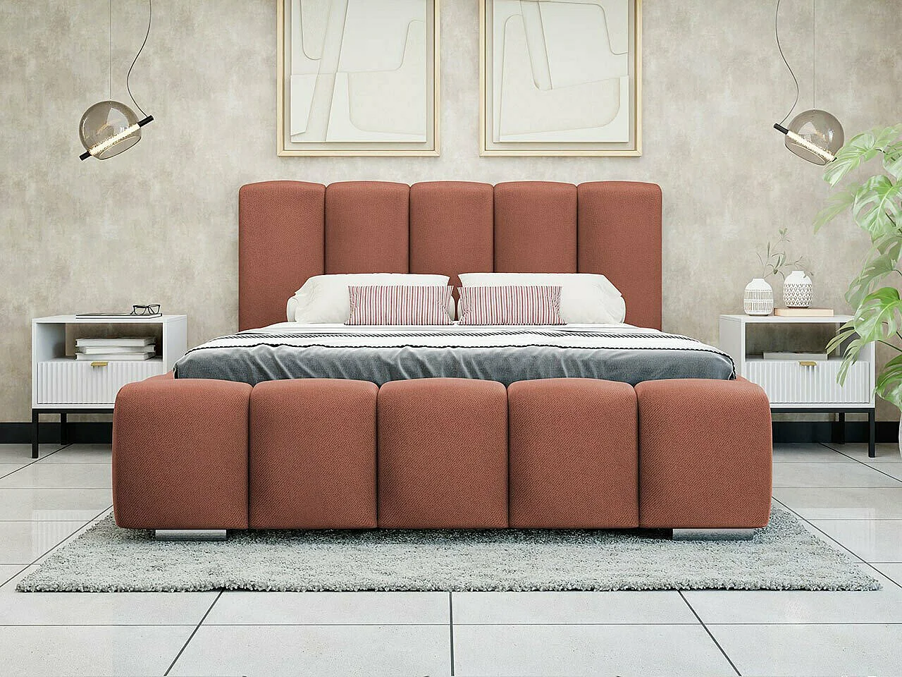 Cama TrendyNest Alceus I, Doble, Rosa, Tapiz, Somieres, 16x22x11cm