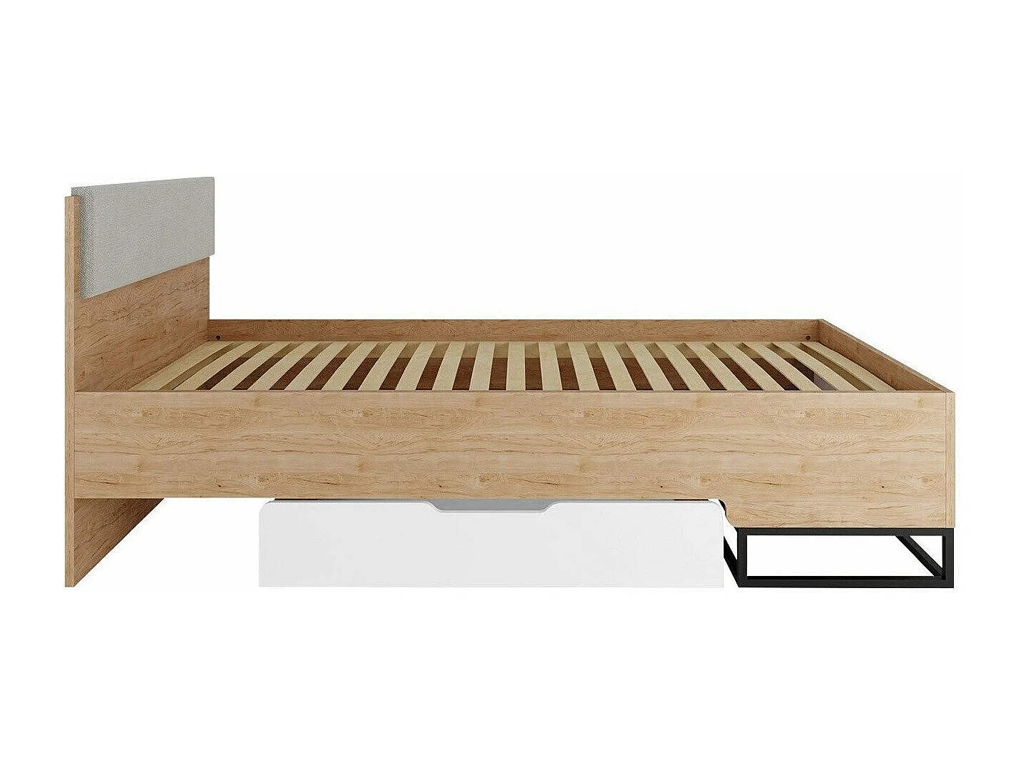 Cama Romcama 109, Individuales, De color marrón claro, 90x200, Aglomerado laminado, 95cm