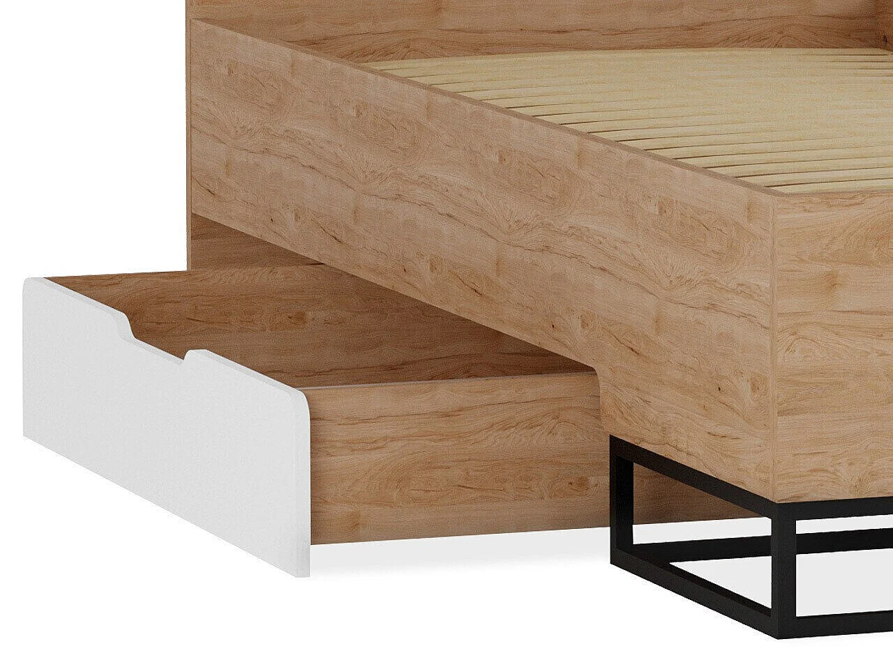 Cama Romcama 109, Individuales, De color marrón claro, 90x200, Aglomerado laminado, 95cm