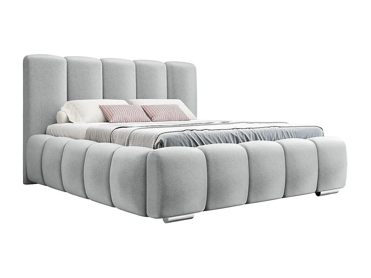 Cama TrendyNest 106, Doble, Gris, 160x200, Tapiz, Somieres, 180x222x112cm