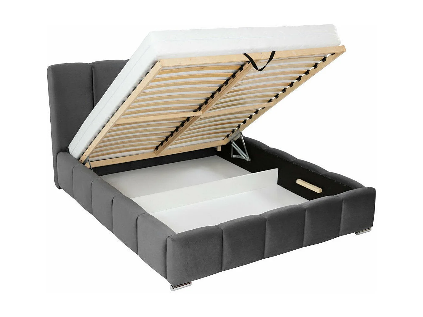 Cama TrendyNest 106, Doble, Gris, 160x200, Tapiz, Somieres, 180x222x112cm