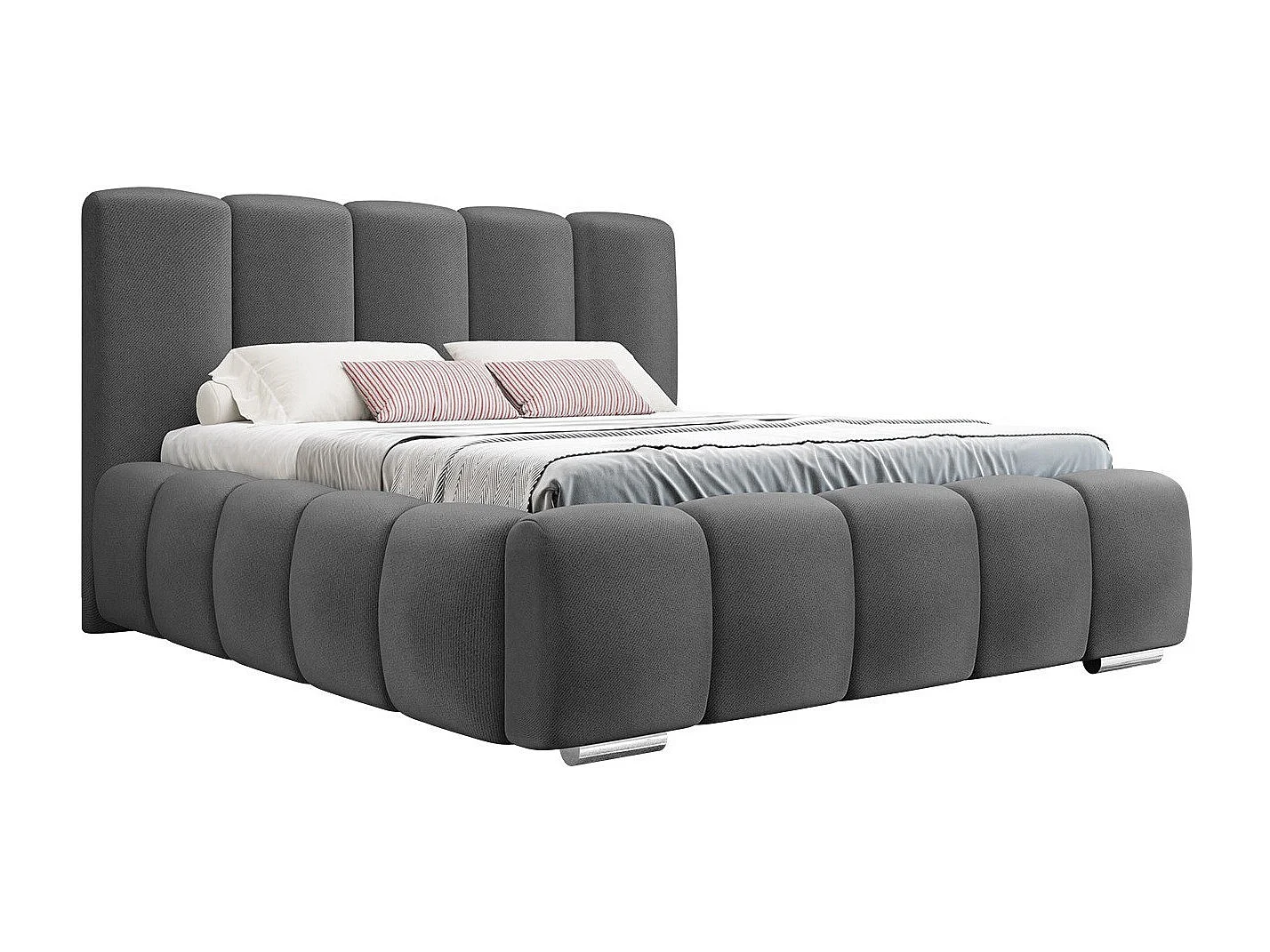 Cama TrendyNest 106, Doble, Gris, 160x200, Tapiz, Somieres, 180x222x112cm