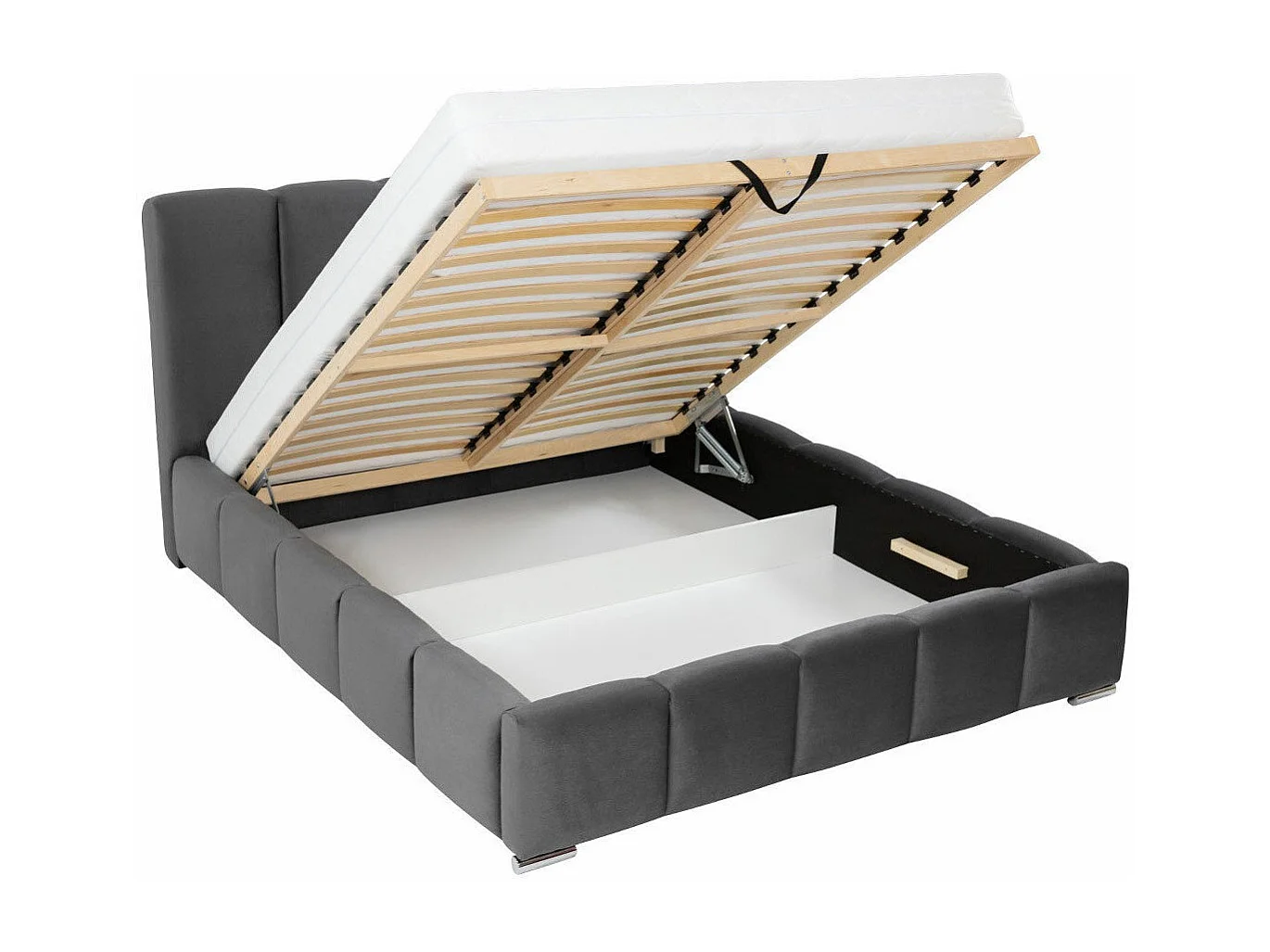 Cama TrendyNest 106, Doble, Gris, 160x200, Tapiz, Somieres, 180x222x112cm