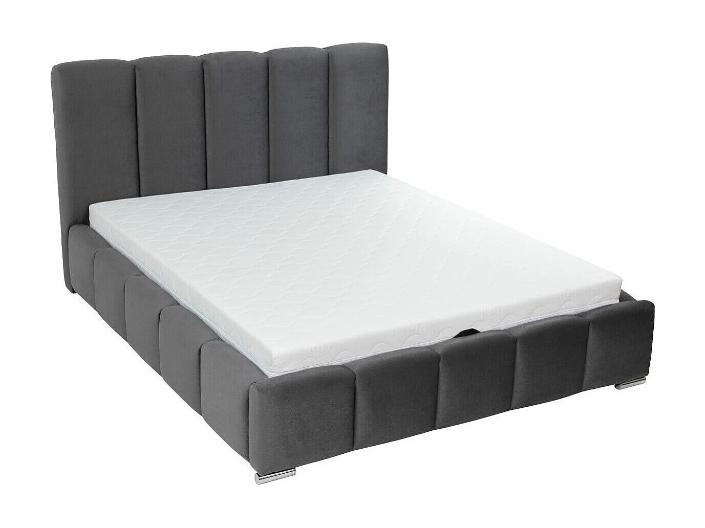 Cama TrendyNest 106, Doble, Gris, 160x200, Tapiz, Somieres, 180x222x112cm