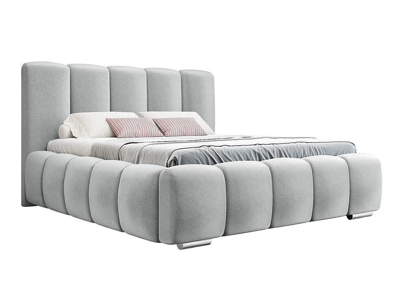 Cama TrendyNest Alceus I, Doble, Gris claro, Tapiz, Somieres