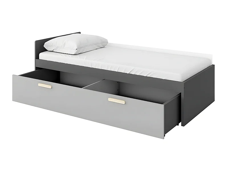 Lit Veravie 119, Unique, Gris, 90x200, Stratifié, Disponible, 95x206x67cm