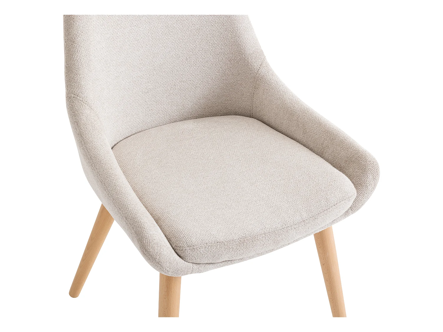 Sæt med 6 stole i stof og bøgetræ - Beige - MASURIE