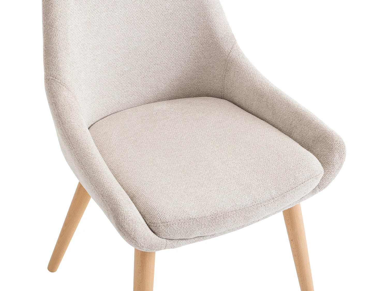 Lot de 6 chaises en tissu et hêtre - Beige - MASURIE