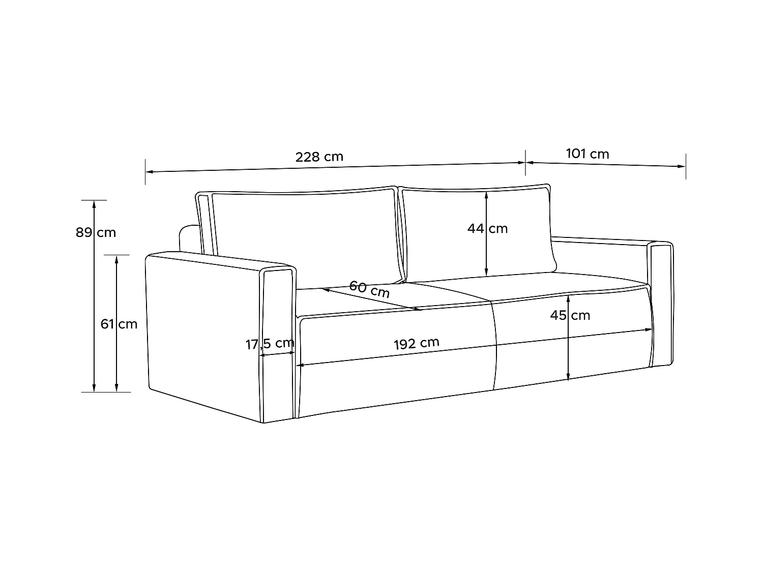 Sofa 3 Sitzer - mit Schlaffunktion - Modern - hellblau - NAPI II
