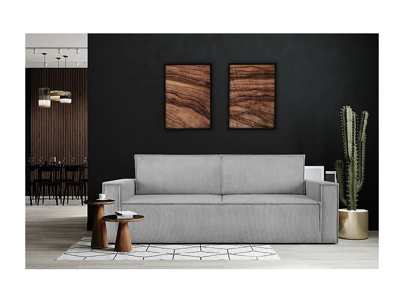 Schlafsofa in Pet Friendly Cord-Stoff - hellgrau - NAPI