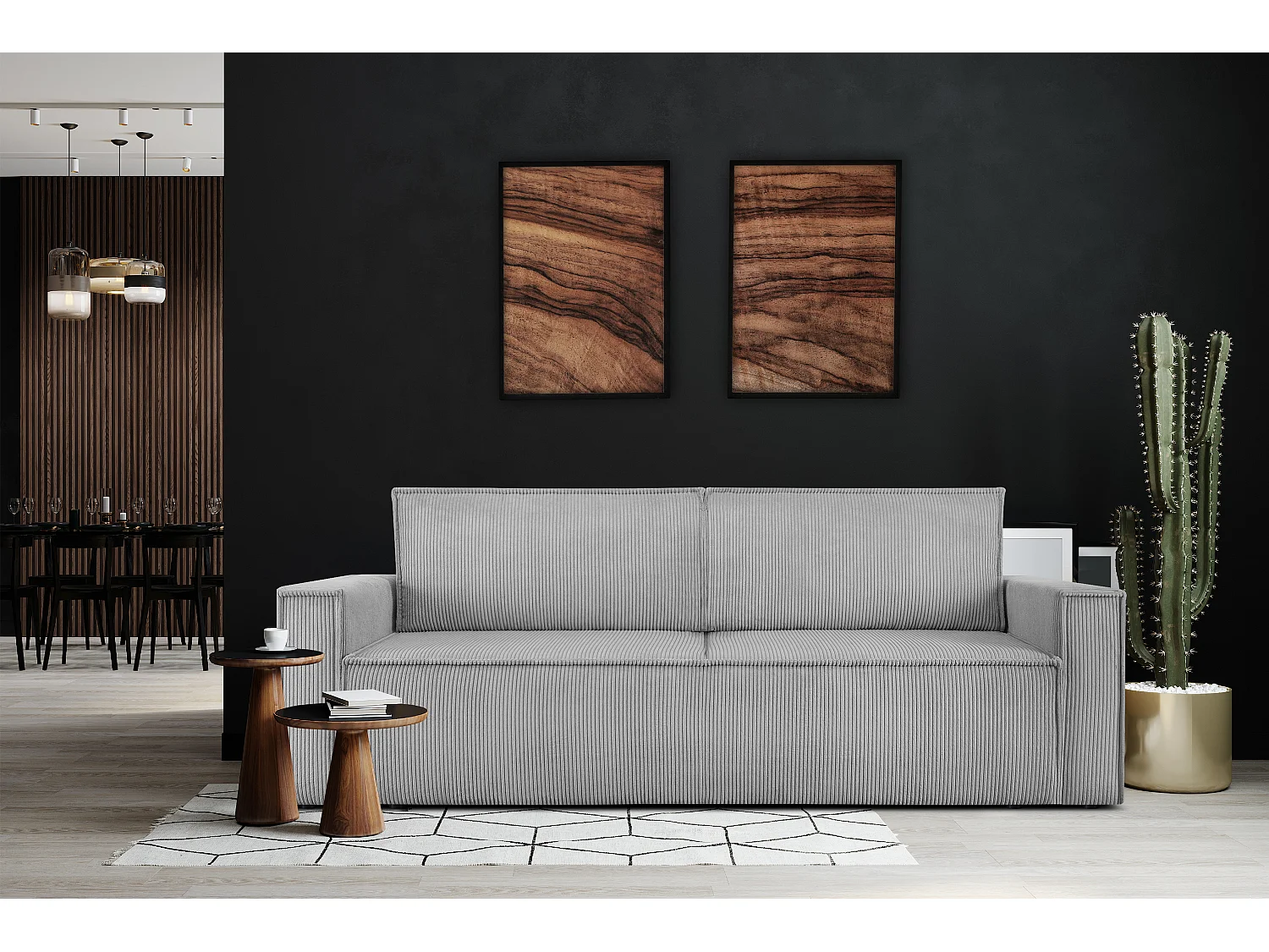 Schlafsofa in Pet Friendly Cord-Stoff - hellgrau - NAPI