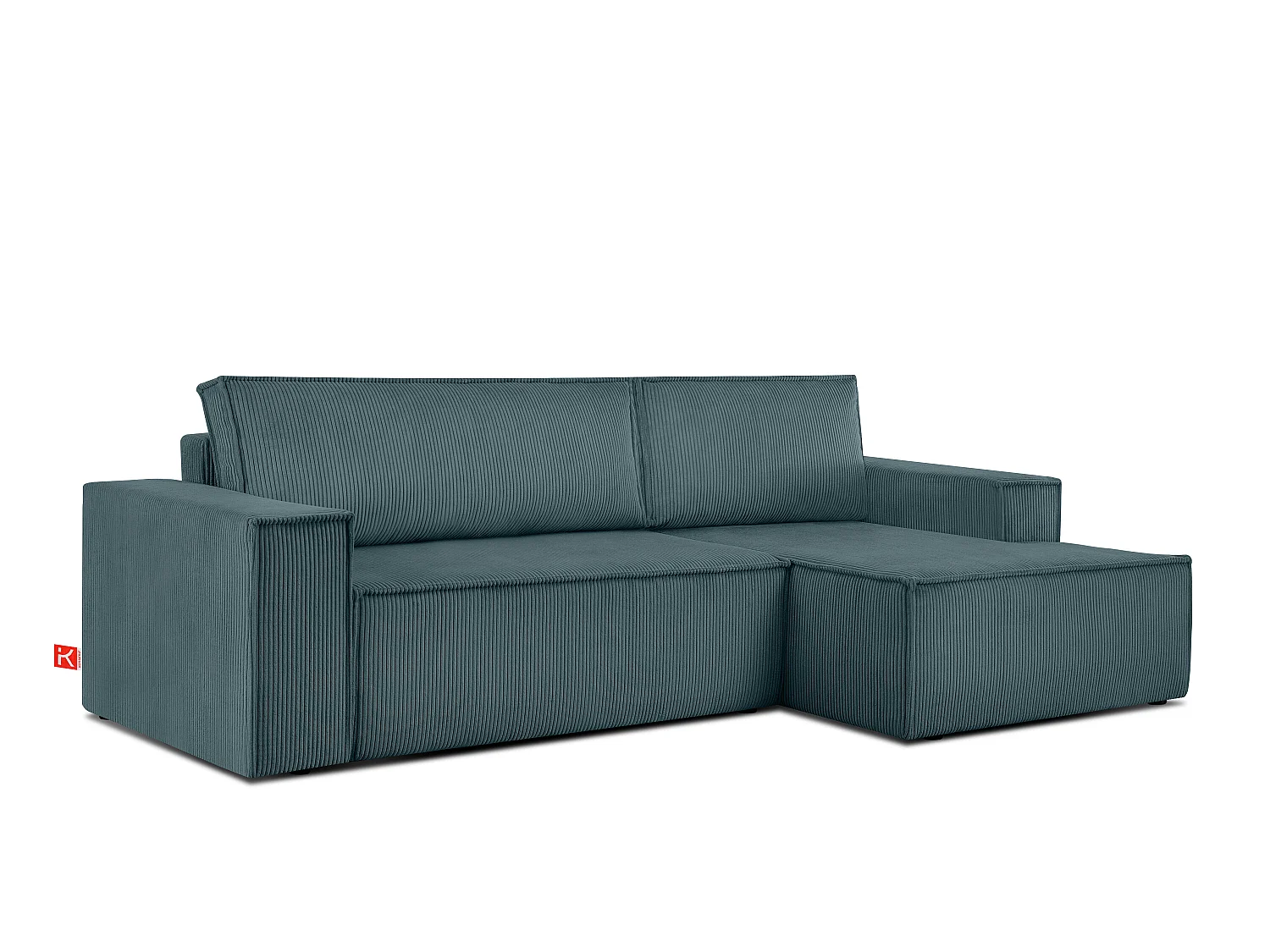 Ecksofa rechts - mit Schlaffunktion - in Pet Friendly Cord-Stoff - blau - NAPI