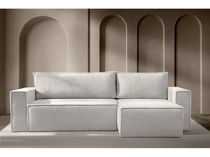 Ecksofa Big links/rechts - mit Schlaffunktion - in Pet Friendly CordStoff - weiß - NAPI II